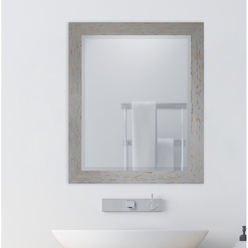 Miroir de salle de bain Carlea, H 37 po x l 33 po, Gris/rouge