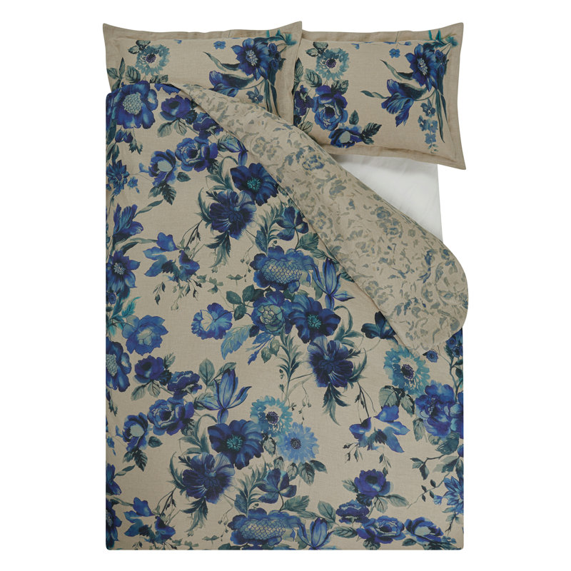 Hirigana Indigo Duvet Cover, Queen Duvet Cover