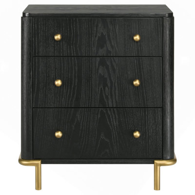 Anser Black 3-Drawer Nightstand