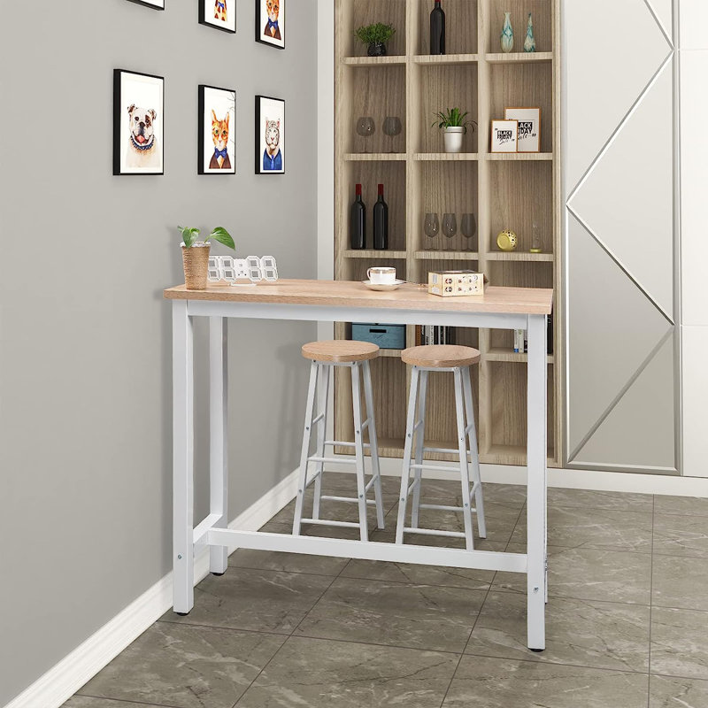 Dequinton Rectangular 120cm L x cm W Dining Table, Light Oak, White, H100  x L120 x W40cm