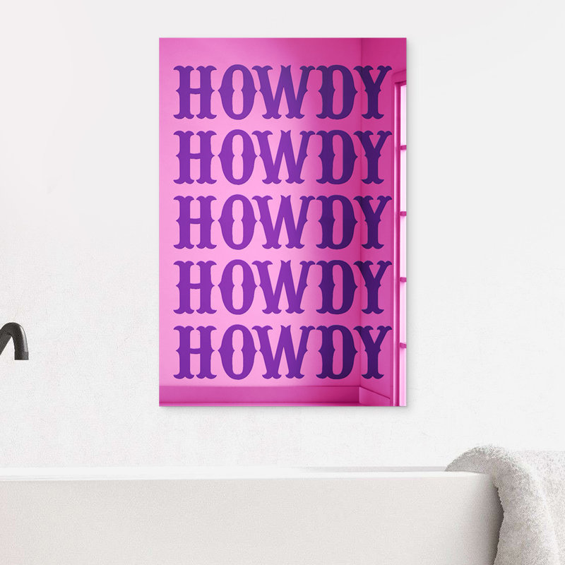 Décoration murale Howdy Country, H 18 po x l 13 po x P 1 po, Rose