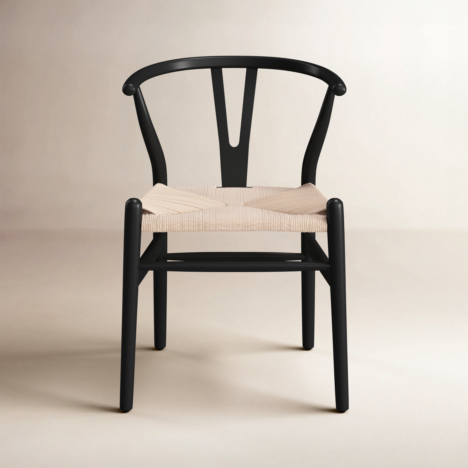 Wyn Woven Solid Wood Dining Chair, Black / Natural, 1