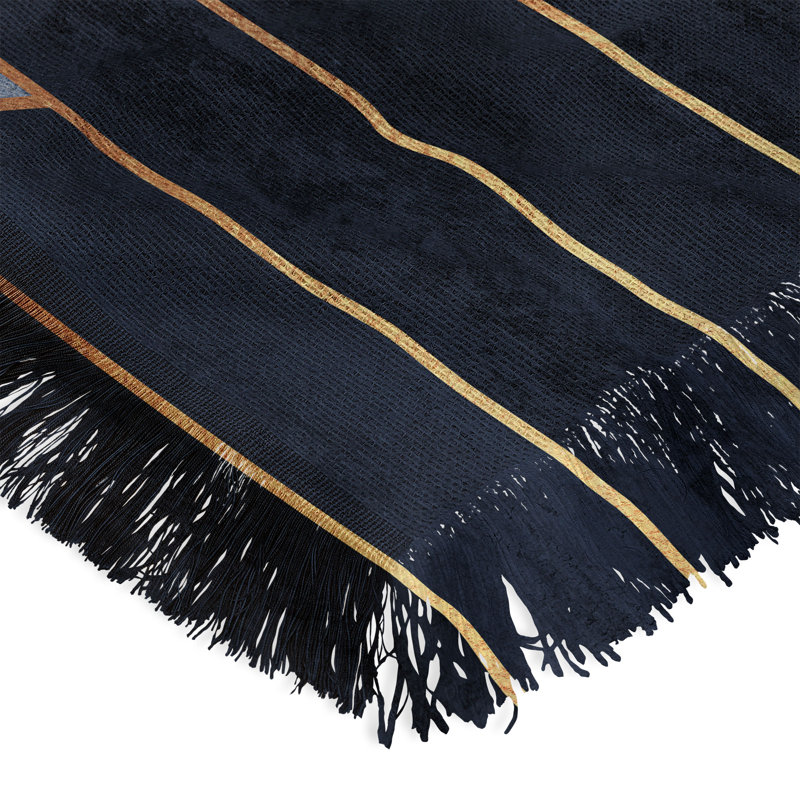 Hand Woven Throw Blanket, Navy Blue