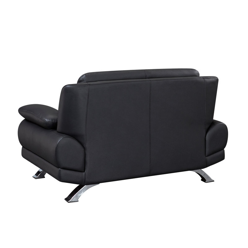 Upholstered 60'' Loveseat, Black Leather Match