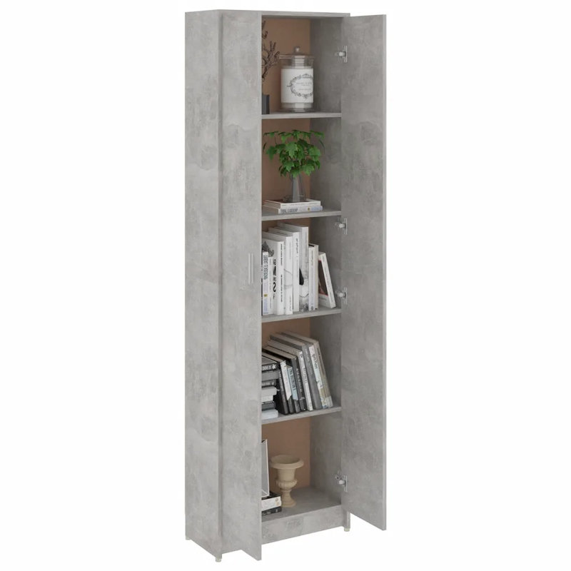 Ignatius 2 Door Wood Wardrobe, Concrete Grey