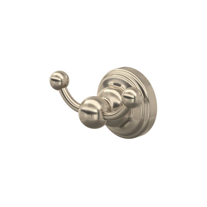 Edwardian Double Robe Hook, Satin Nickel