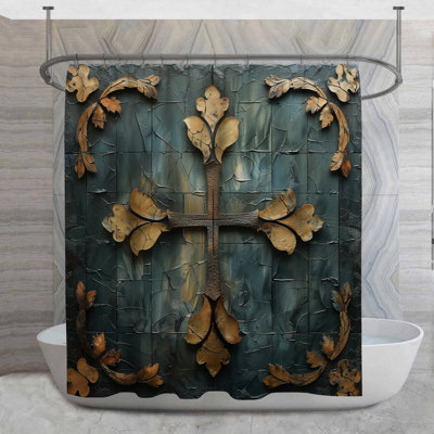 Rideau de douche Leafy Cross - Sculpture, décoration de salle de bain 16681