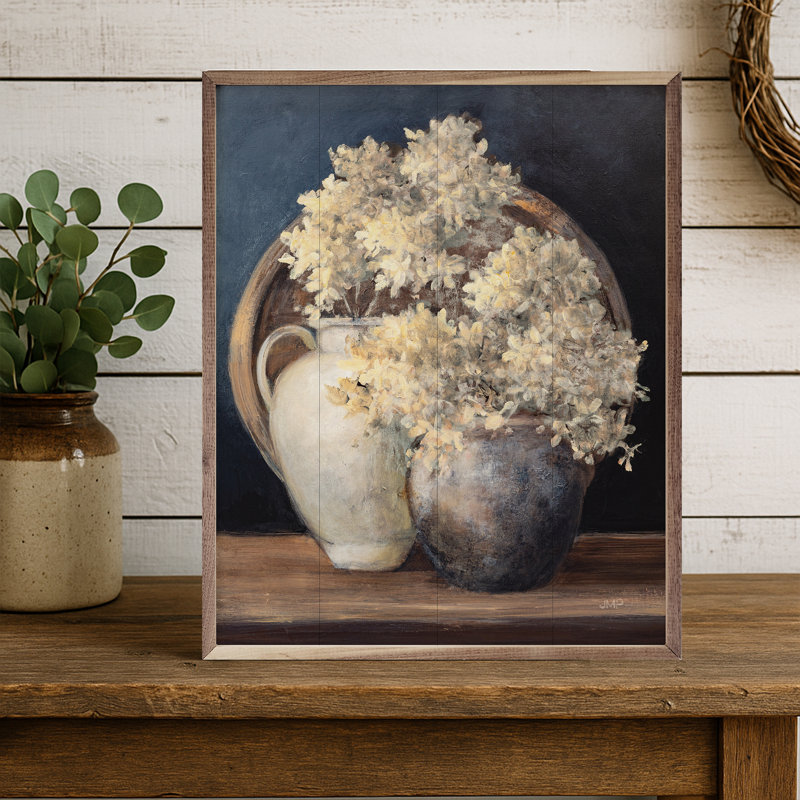 Golden Hydrangeas II blanc par Julia Purinton, H 40 po x l 32 po