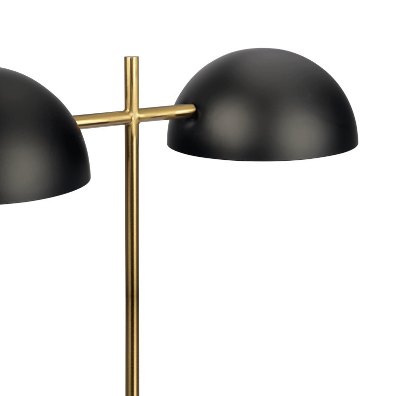 Lampe de table noire Nova Nova avec interrupteur marche / arrêt et base double en faux marbre