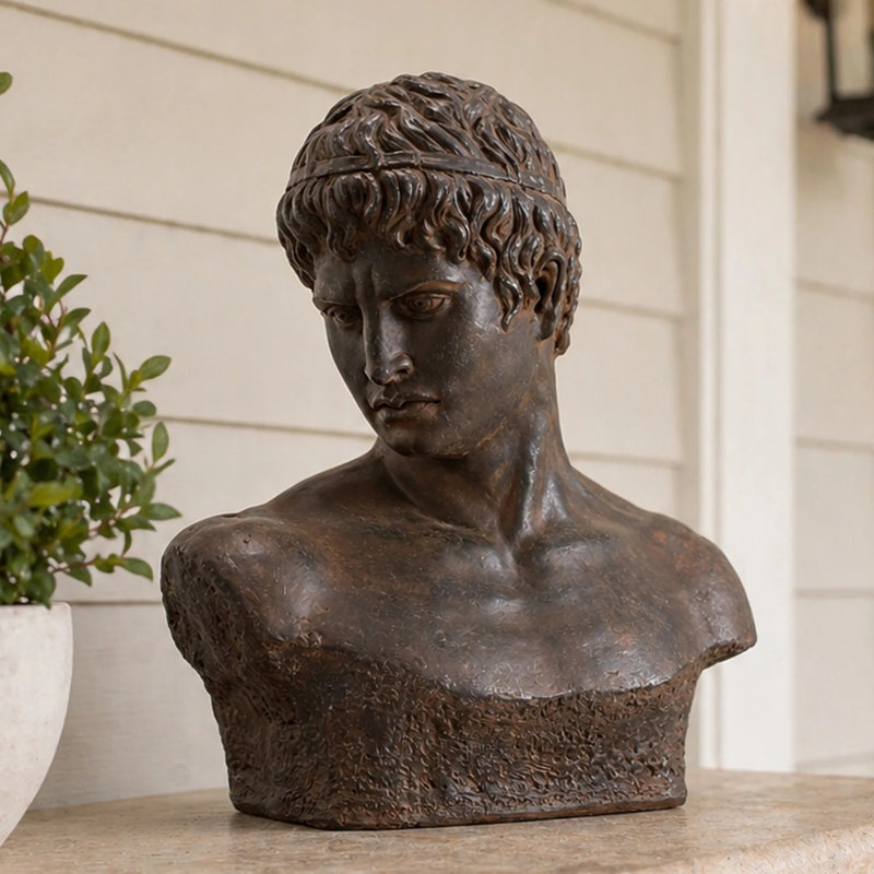 Statue de buste rétro classique, sculpture intemporelle de jardin intérieur et extérieur
