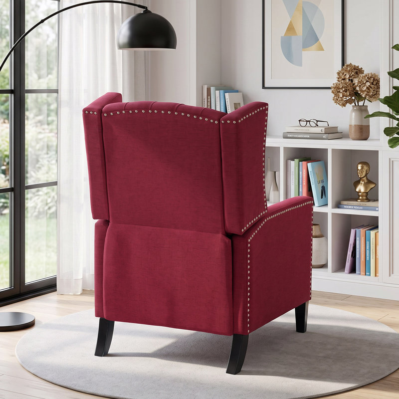 Fauteuil inclinable à dossier manuel l 27,2 po à dossier poussoir classique, Tissu rouge vin