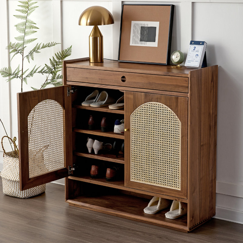 Rangement à chaussures de style rétro, Bois brun foncé