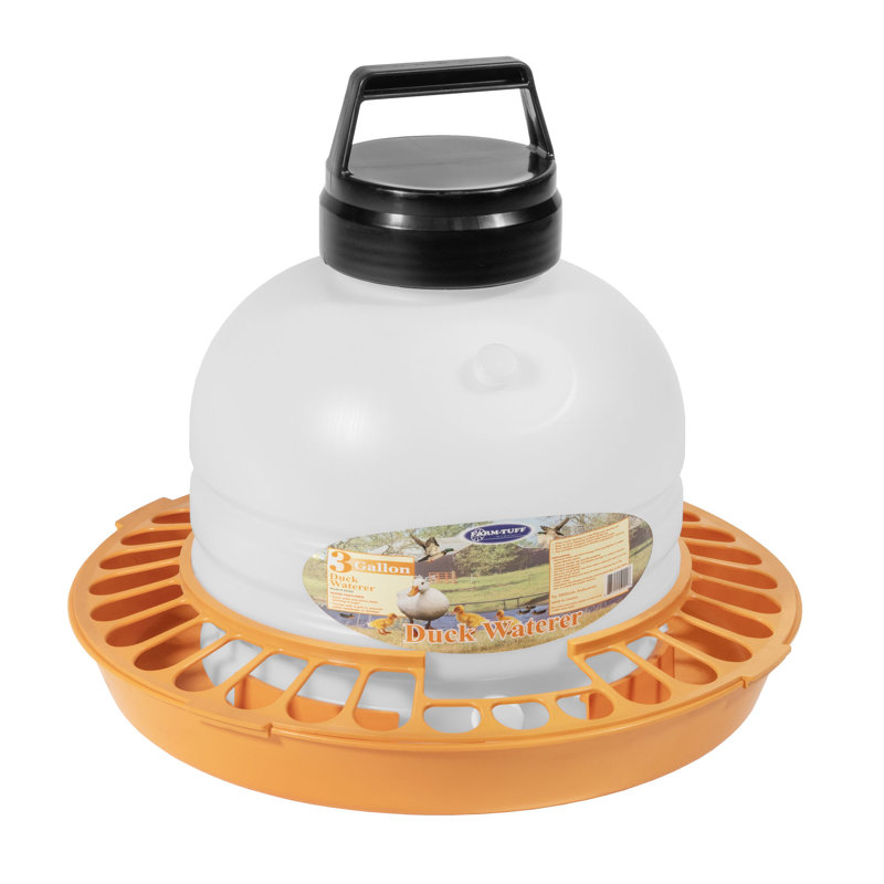FARM-TUFF Durable Top Fill Poly Duck Waterer, 3 Gallon