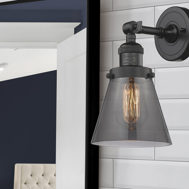 Cone 1 Light Sconce, 6 Watt Vinage LED Bulb, Smoked, Oil Rubbed Bronze