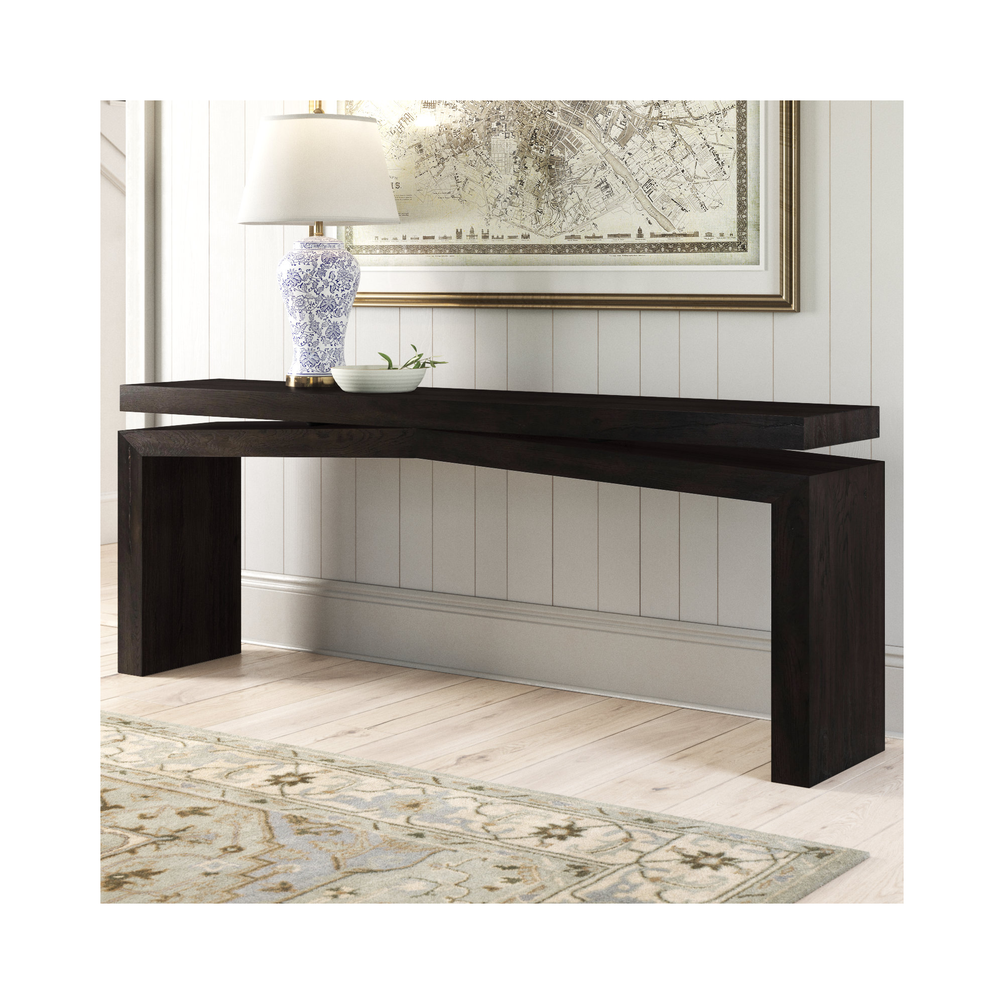 Henn Solid Wood Console Table, 30.75" H x 94" W x 15" D, Smoked Black