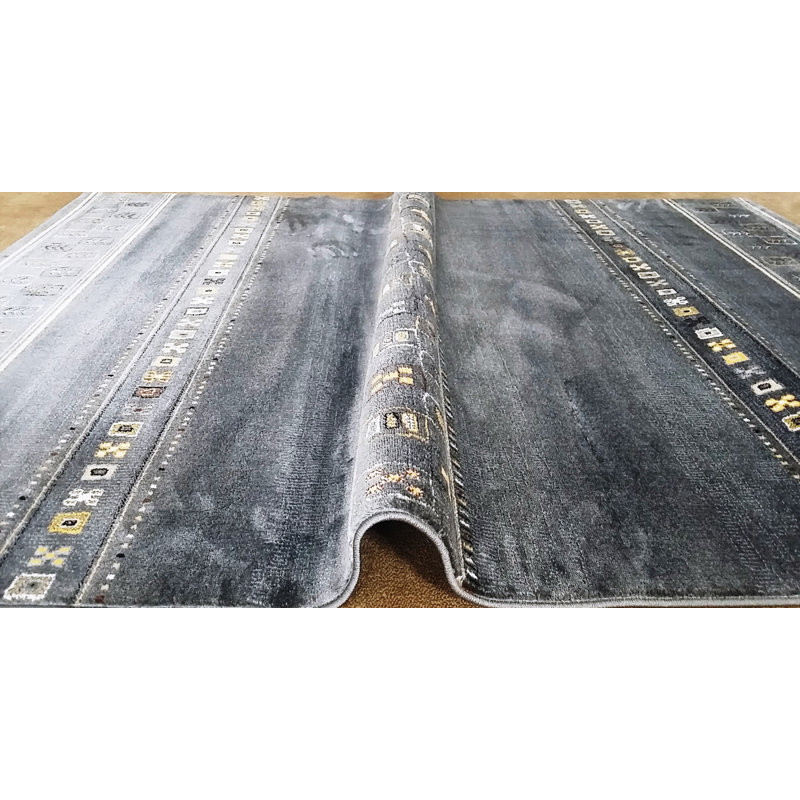 Tapis noir à motif Sud-Ouest Keunta, 10 pi x 13 pi