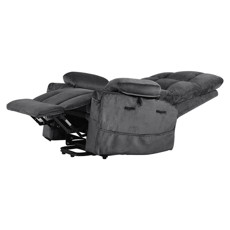 Power Lift Recliner Chair, Dual Motor, Large Electric Lift Chair with Heat and Massage for Elderly, Infinite Position Adjustment, Velvet Fabric, with Storage Pockets, Cup Holders, Dark Gray