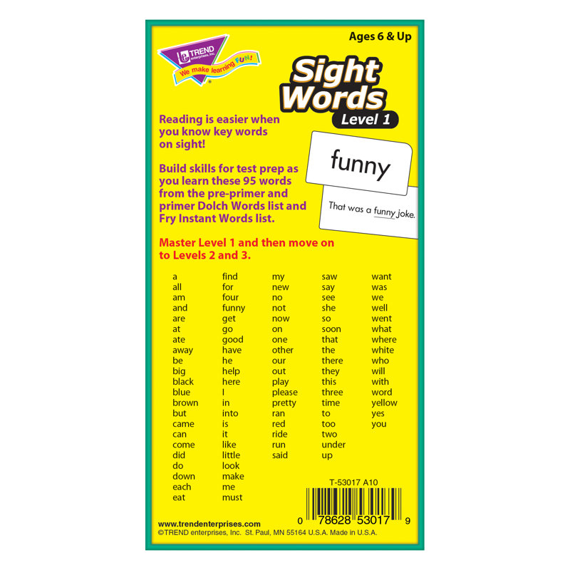 « sight words »-1 carte flash de niveau