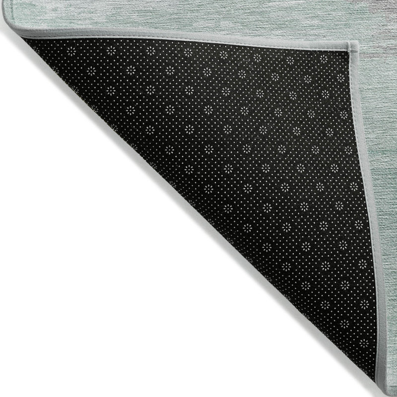 10' X 14' Blue And Mint Green Abstract Washable Indoor Outdoor Area Rug