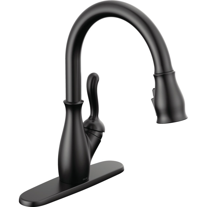 Leland Pull Down Sprayer Kitchen Sink Faucet, Single Handle Kitchen Faucet, Matte Black