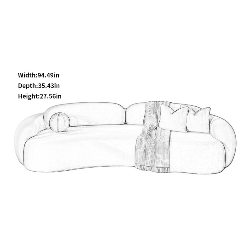 Modern And Simple Casual Sofa, 27.56" H x 94.49" W x 35.43" D, 3