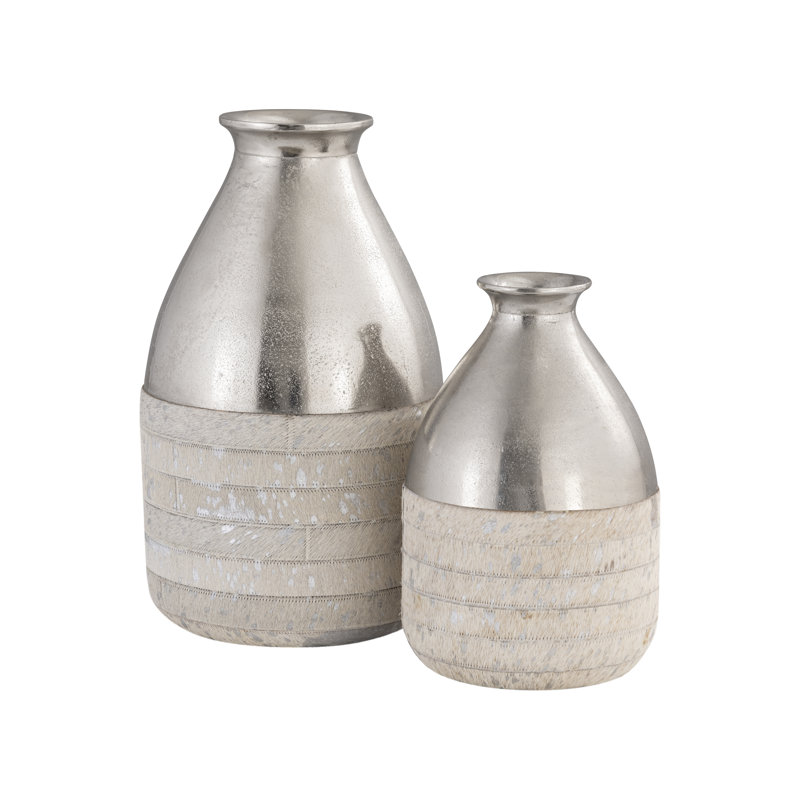 Chloe Vase - Small Silver, 12.5" H x 8" W x 8" D