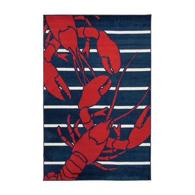 Marine Yacht Collection Lobster Navy-Red Woven Base Rug