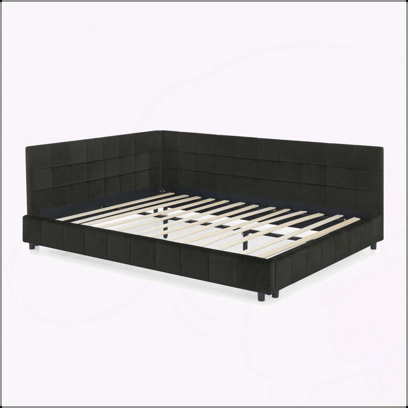 Comfortable Upholstered Sofa Bed Frame with Stylish Backrest and Armrests for Versatile Use, Black