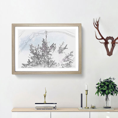 Pink Japanese Cherry Tree in Spring Sketch - Picture Frame Graphic Art Print
