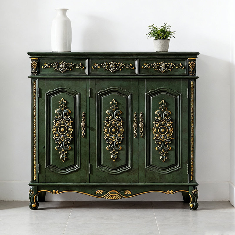 Banc de rangement vert pour chaussures en bois massif, Vert