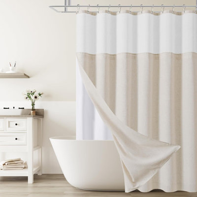 Shower Curtain with Hooks Included and with Liner Included, 72x72”