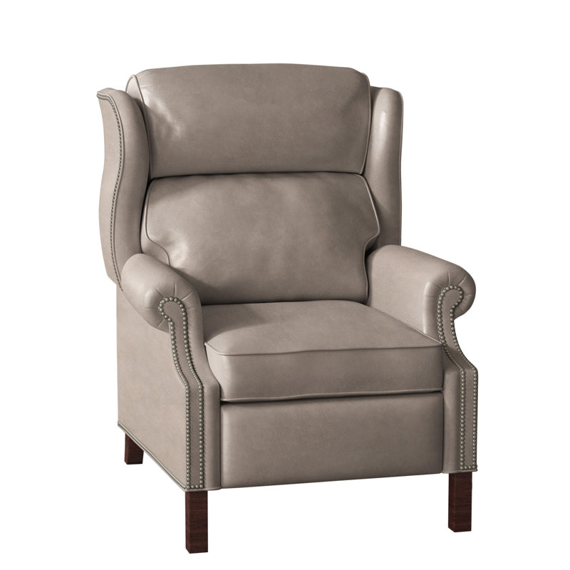 Fauteuil inclinable présidentiel, Cuir véritable cacao d'Anilina, Acajou, Étain