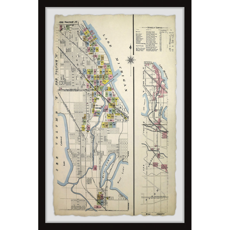 Carte de Chicago, Cook County, Illinois - cadre photo, H 24 po x l 16 po x P 1,5 po