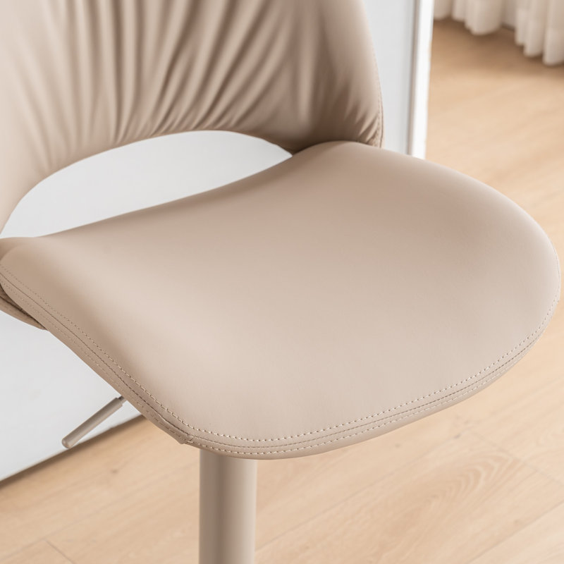Guzzi Swivel Adjustable Height Bar Stool Modern Counter Stool Faux Leather Barstools With Metal Frame, Khaki