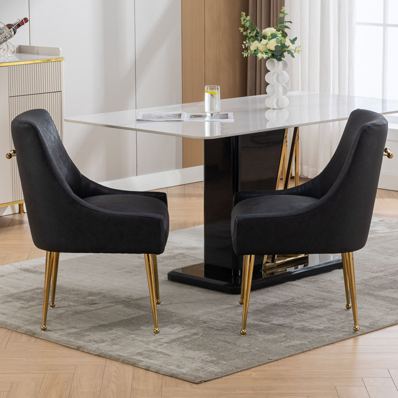 Chaise de salle à manger rembourrée Tymara, Noir