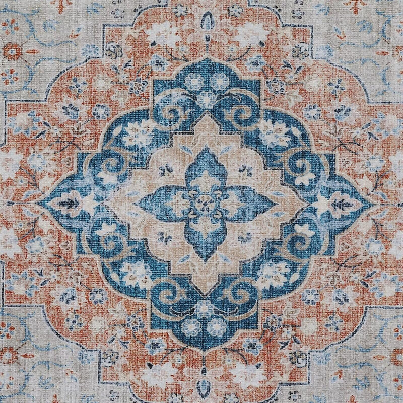 Tapis lavable rétro pour tapis de salon, Rectangle 9 pi x 12 pi