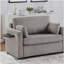 Canapé-lit simple 47,2 po Canapé-lit avec matelas pliable, table d'appoint pliable, pochette de rangement latérale et deux ports USB pour le salon, gris-brun