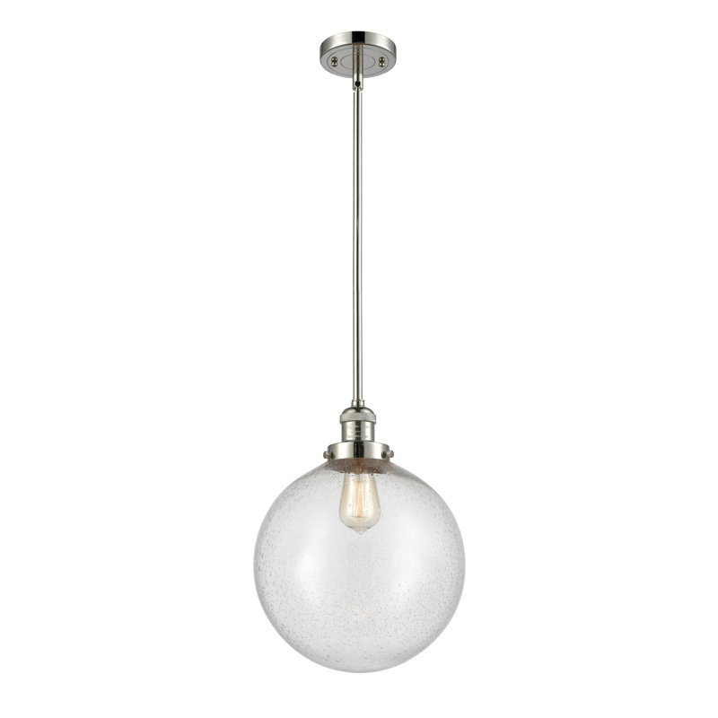Clermont 1 - Light Single Pendant, Polished Nickel, Seedy, 6 Watt Vinage LED Bulb
