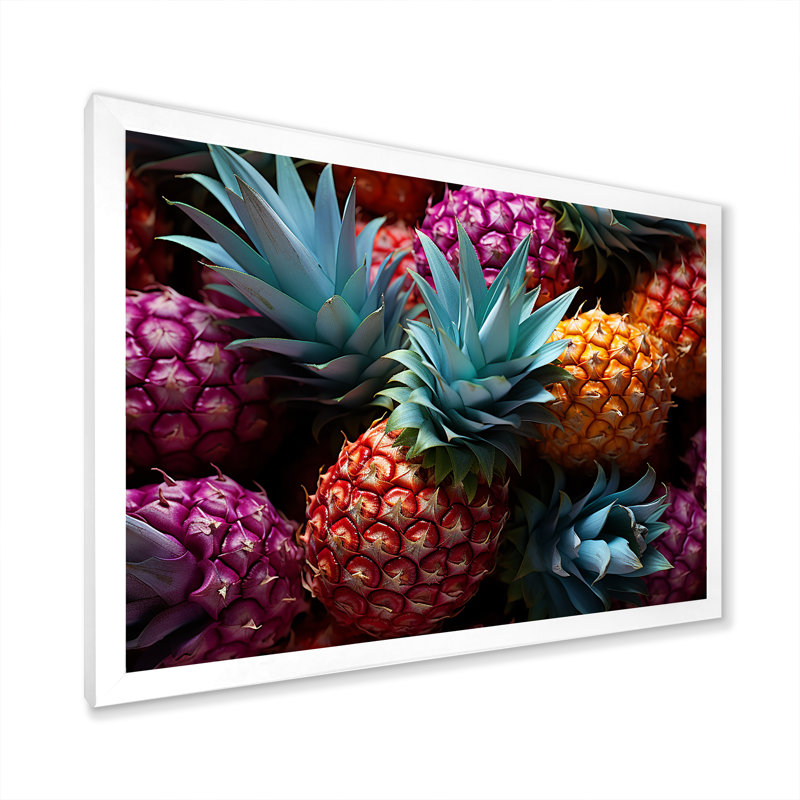 Nectar néon ananas III, H 16 po x l 32 po x P 1 po, Cadre photo blanc