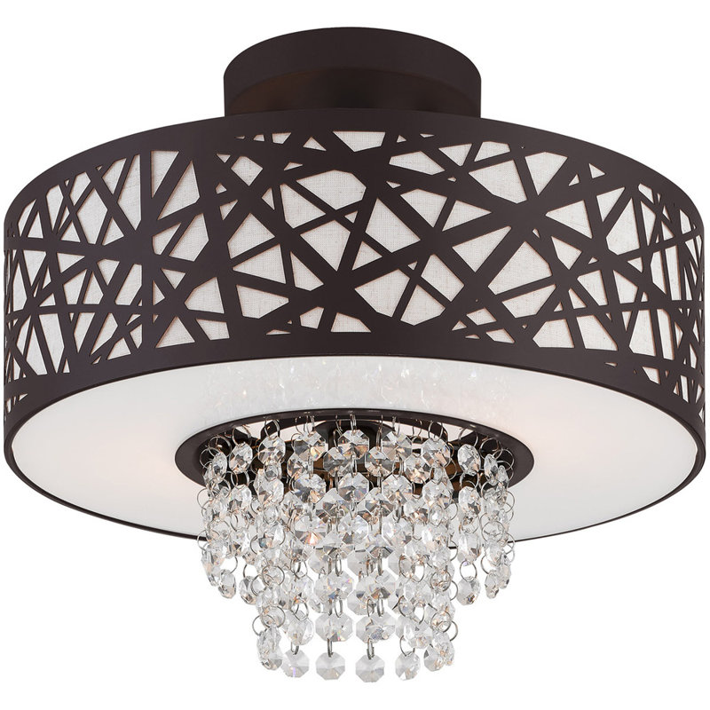 Fabric Semi Flush Mount, Bronze