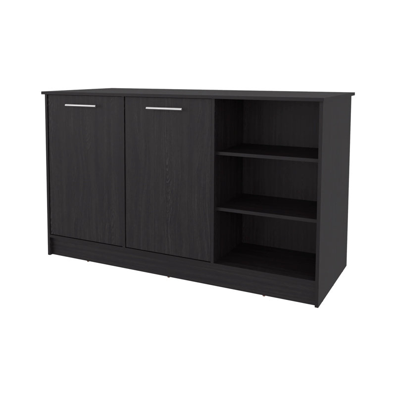 Wengue Kitchen Island with 2-Door and Open Storage