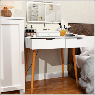 Makeup Vanity Desk With Removable Mirror And Lights, 3 Color Modes & Adjustable Brightness For Flawless Beauty Routines