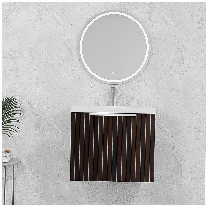 Armoire de salle de bain 24 po avec bol en résine, porte, installation flottante, convient aux petites salles de bain