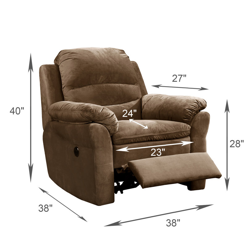 Fauteuil inclinable rembourré en polyester électrique, Brun