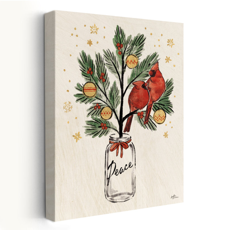 Inséparables de Noël XIII - animaux, baies, oiseaux, bouquets, art, H 36 po x l 24 po