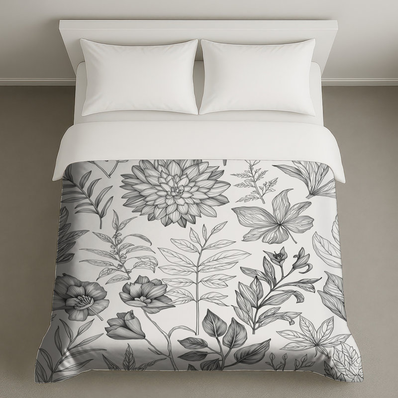 Housses de couette noires et blanches, Lit simple