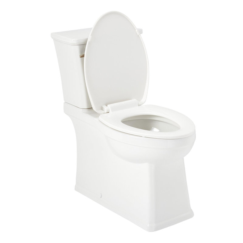 Benbrook 1.28 GPF Two Piece Skirted Elongated Toilet, White/Brushed Nickel