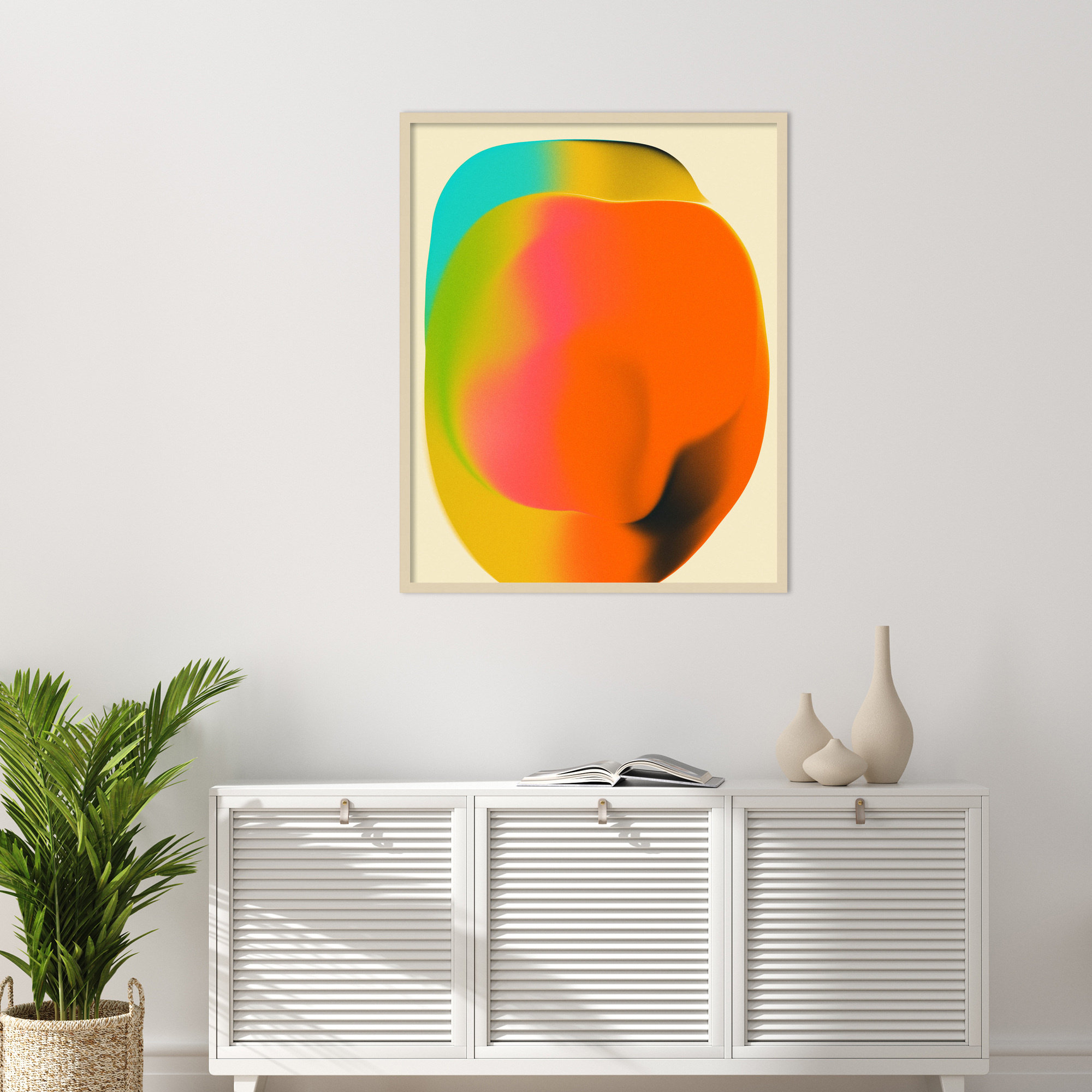 Smudge 2 by Jazzberry Blue, Brown Framed, 41" H x 33" W