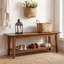 Upholstered Bench with Shelves