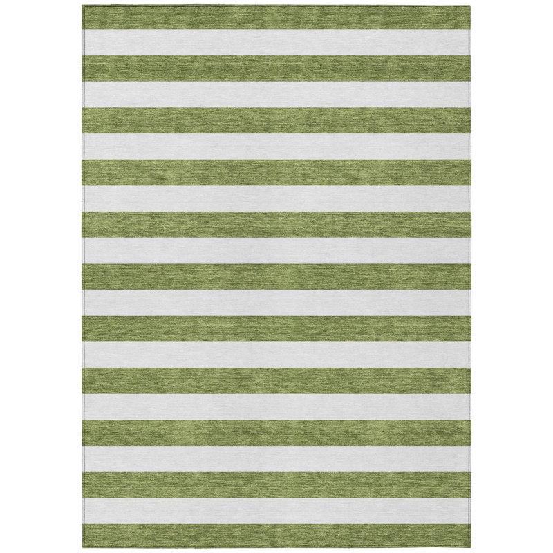 Washable Striped Indoor / Outdoor Rug, Rectangle 10' x 14'